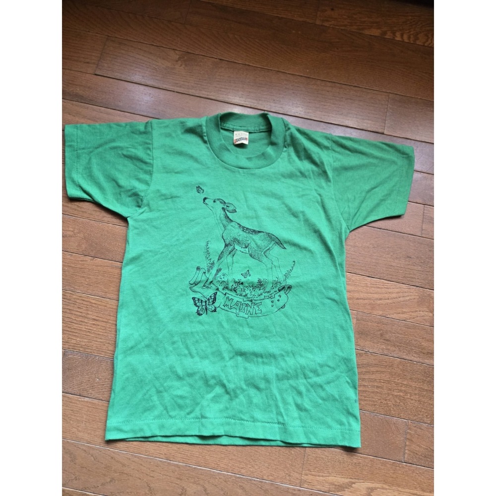 1970s Maine Kids T Shirt Deer Single Stitch 10/12 Made In USA VTG Screen Stars